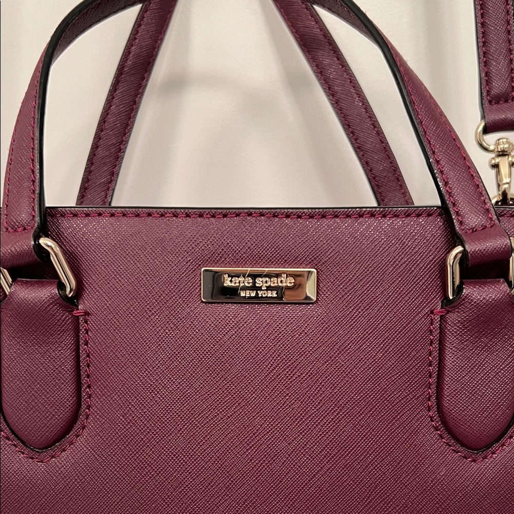 kate spade Plum Textured Saffiano Leather Satchel with Gold Hardware
